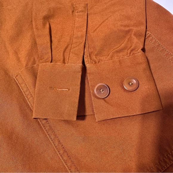 Eileen Fisher Oversized Pumpkin Orange Organic Denim Mandarin Collar Jacket sz S - Picture 7 of 9